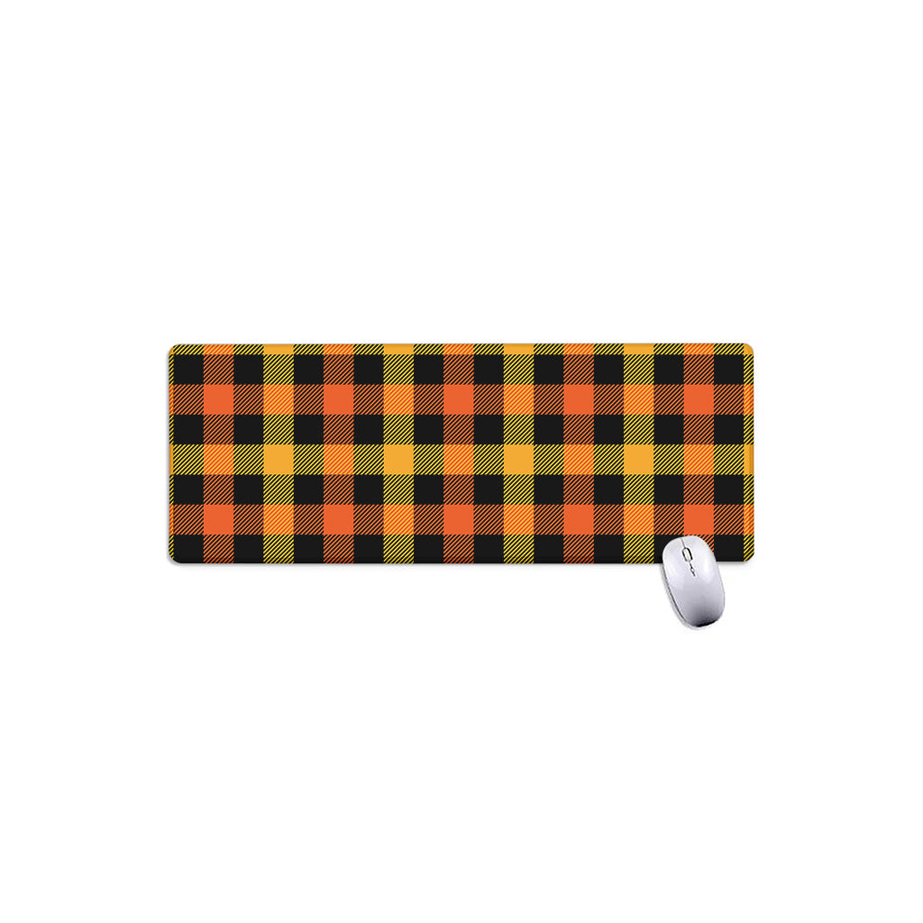 Orange And Black Buffalo Plaid Print Extended Mouse Pad