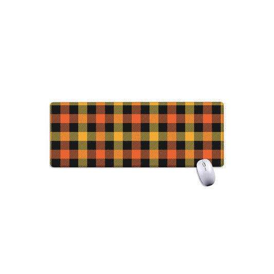Orange And Black Buffalo Plaid Print Extended Mouse Pad