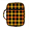 Orange And Black Buffalo Plaid Print Front Pocket Bible Bag