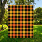 Orange And Black Buffalo Plaid Print Garden Flag