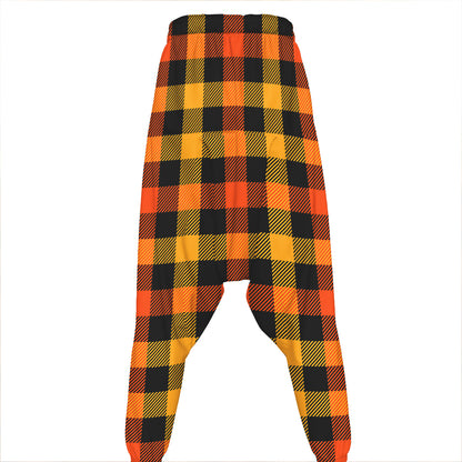 Orange And Black Buffalo Plaid Print Hammer Pants