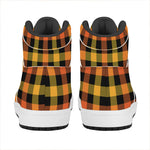 Orange And Black Buffalo Plaid Print High Top Leather Sneakers