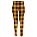 Orange And Black Buffalo Plaid Print High-Waisted Pocket Leggings