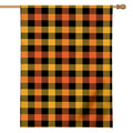 Orange And Black Buffalo Plaid Print House Flag