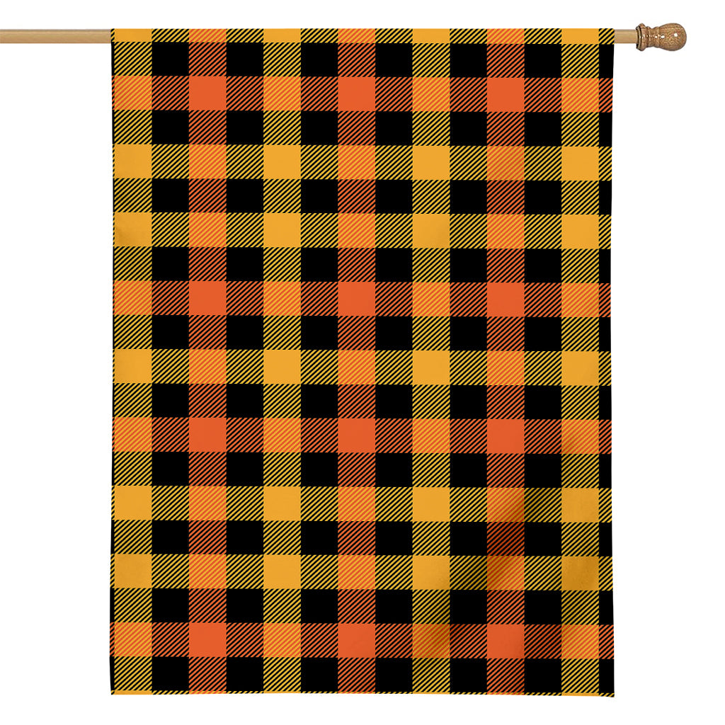 Orange And Black Buffalo Plaid Print House Flag