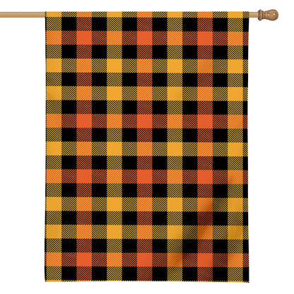 Orange And Black Buffalo Plaid Print House Flag