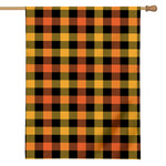 Orange And Black Buffalo Plaid Print House Flag