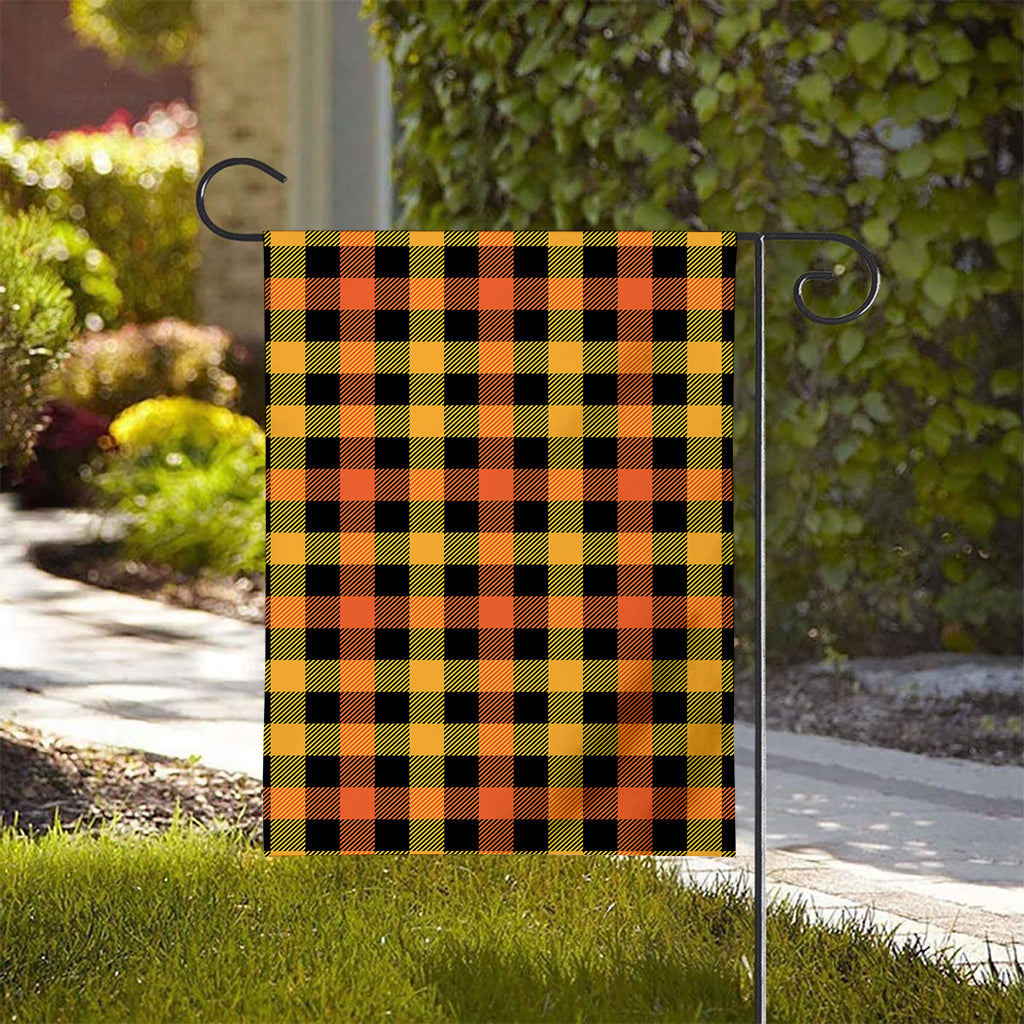 Orange And Black Buffalo Plaid Print House Flag