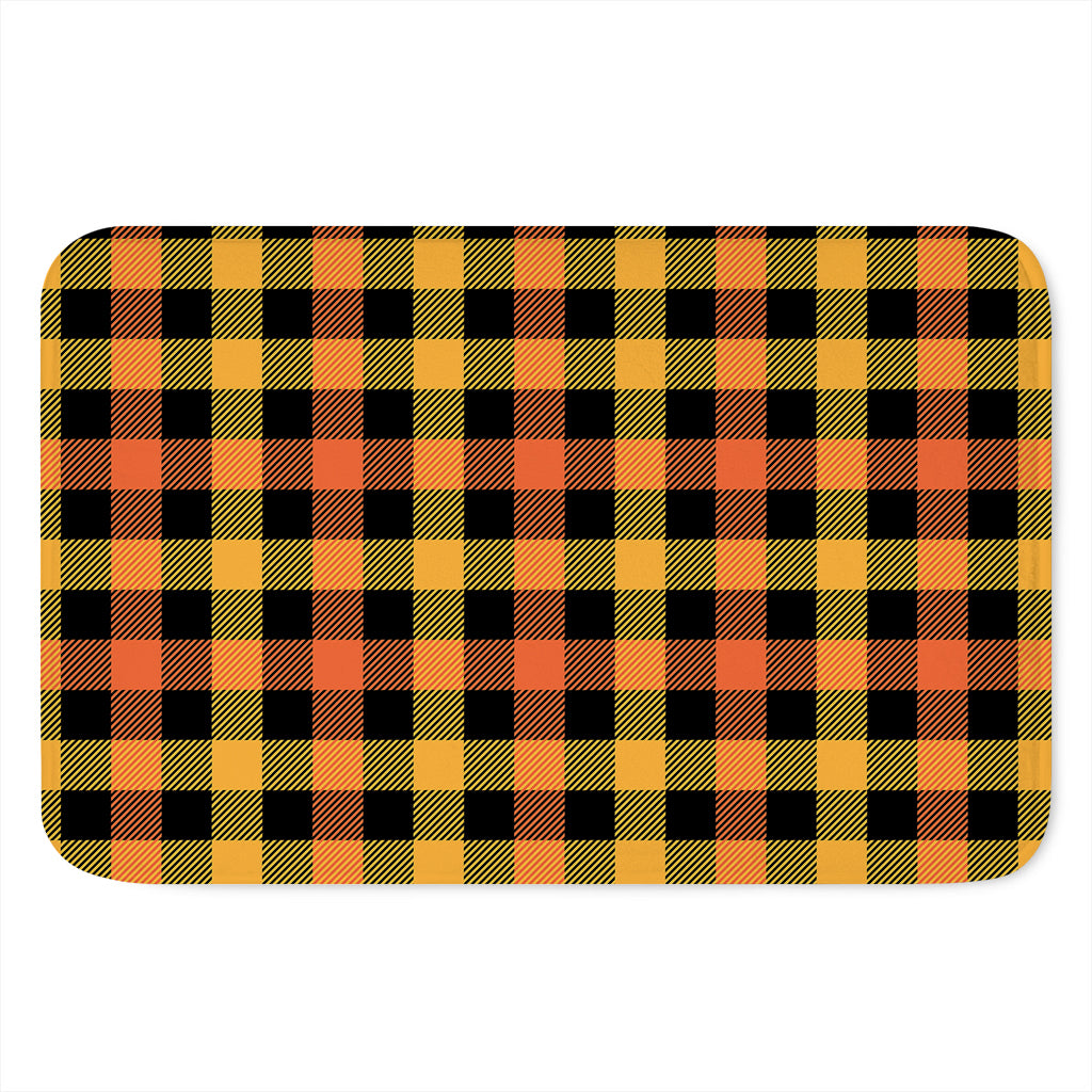 Orange And Black Buffalo Plaid Print Indoor Door Mat