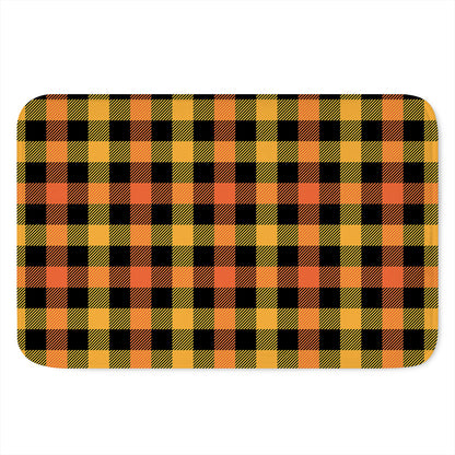 Orange And Black Buffalo Plaid Print Indoor Door Mat
