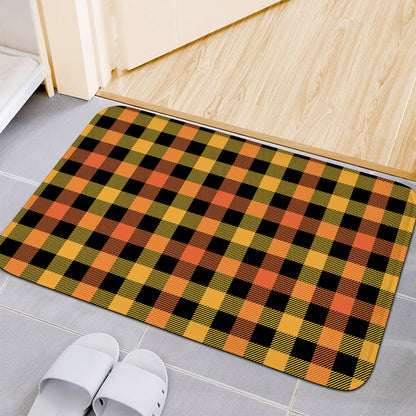 Orange And Black Buffalo Plaid Print Indoor Door Mat