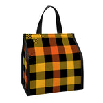 Orange And Black Buffalo Plaid Print Insulated Lunch Tote