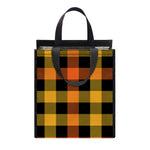 Orange And Black Buffalo Plaid Print Insulated Lunch Tote