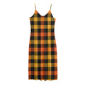 Orange And Black Buffalo Plaid Print Jersey Midi Cami Dress