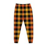 Orange And Black Buffalo Plaid Print Jogger Pants