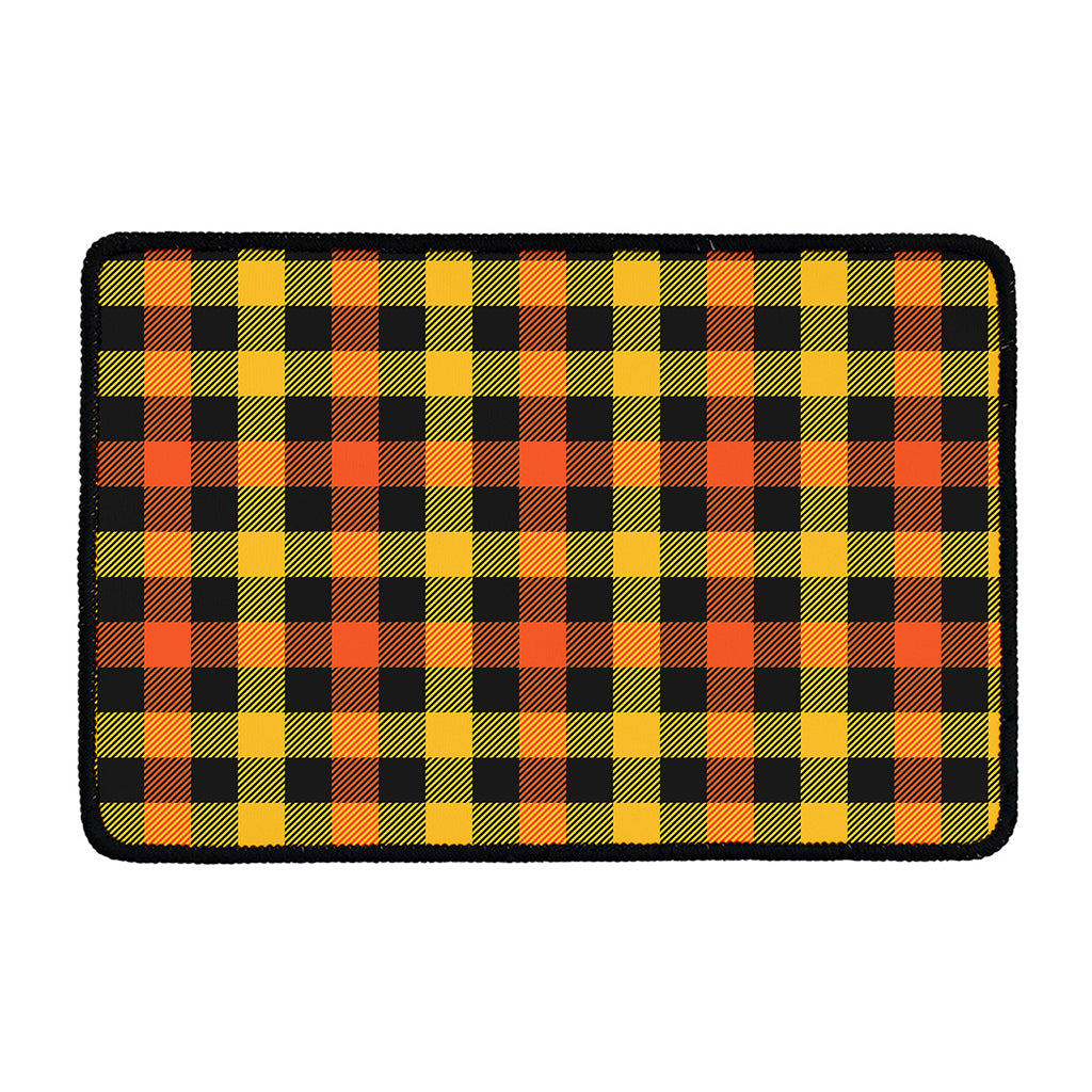 Orange And Black Buffalo Plaid Print Kitchen Mat