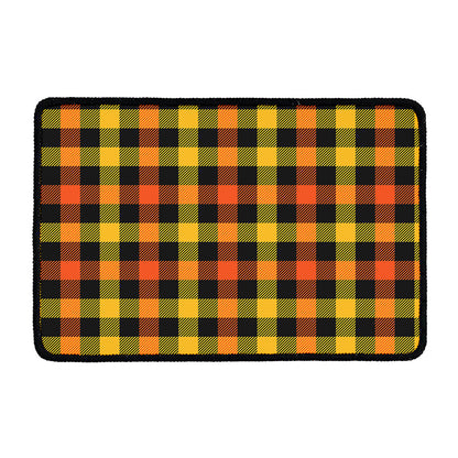 Orange And Black Buffalo Plaid Print Kitchen Mat