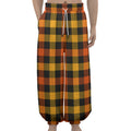 Orange And Black Buffalo Plaid Print Lantern Pants