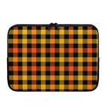Orange And Black Buffalo Plaid Print Laptop Sleeve