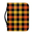 Orange And Black Buffalo Plaid Print Leather Bible Cover