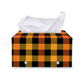 Orange And Black Buffalo Plaid Print Leather Tissue Box Cover