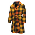 Orange And Black Buffalo Plaid Print Men's Bathrobe