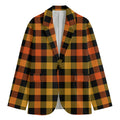Orange And Black Buffalo Plaid Print Men's Blazer