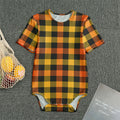 Orange And Black Buffalo Plaid Print Men's Bodysuit