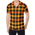 Orange And Black Buffalo Plaid Print Men's Shirt