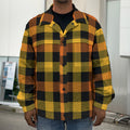 Orange And Black Buffalo Plaid Print Men's Shirt Jacket