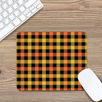 Orange And Black Buffalo Plaid Print Mouse Pad