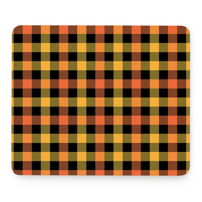 Orange And Black Buffalo Plaid Print Mouse Pad