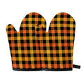 Orange And Black Buffalo Plaid Print Oven Mitts