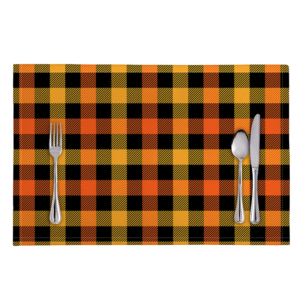 Orange And Black Buffalo Plaid Print Placemat