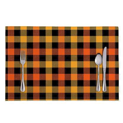 Orange And Black Buffalo Plaid Print Placemat