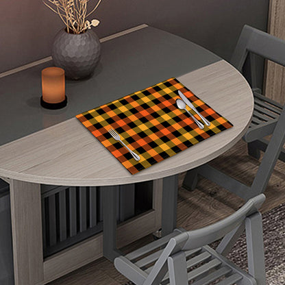 Orange And Black Buffalo Plaid Print Placemat