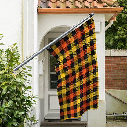 Orange And Black Buffalo Plaid Print Polyester Flag