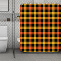 Orange And Black Buffalo Plaid Print Polyester Shower Curtain