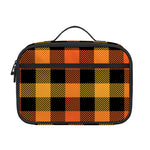 Orange And Black Buffalo Plaid Print Portable Lunch Bag