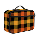 Orange And Black Buffalo Plaid Print Portable Lunch Bag