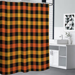 Orange And Black Buffalo Plaid Print Premium Shower Curtain