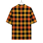 Orange And Black Buffalo Plaid Print Rayon Hawaiian Shirt