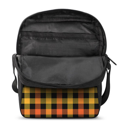 Orange And Black Buffalo Plaid Print Rectangular Crossbody Bag