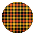 Orange And Black Buffalo Plaid Print Round Blanket