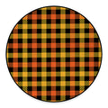 Orange And Black Buffalo Plaid Print Round Floor Mat
