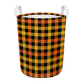 Orange And Black Buffalo Plaid Print Round Laundry Basket