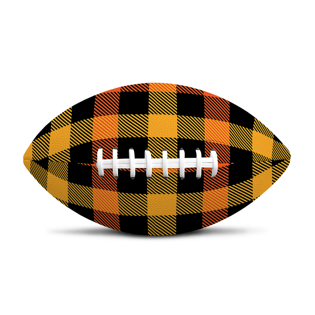 Orange And Black Buffalo Plaid Print Rugby Ball