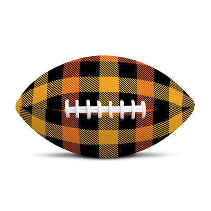 Orange And Black Buffalo Plaid Print Rugby Ball
