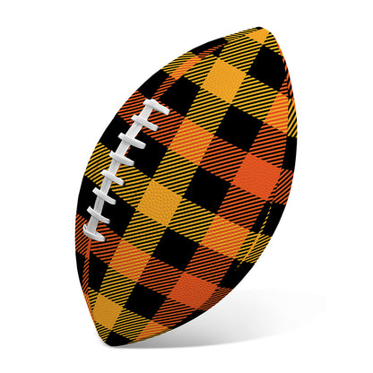 Orange And Black Buffalo Plaid Print Rugby Ball