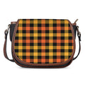 Orange And Black Buffalo Plaid Print Saddle Bag
